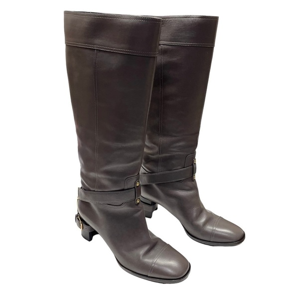Yves Saint Laurent YSL Rive Gauche Boots Knee High Size 37 1/2 - Picture 1 of 10